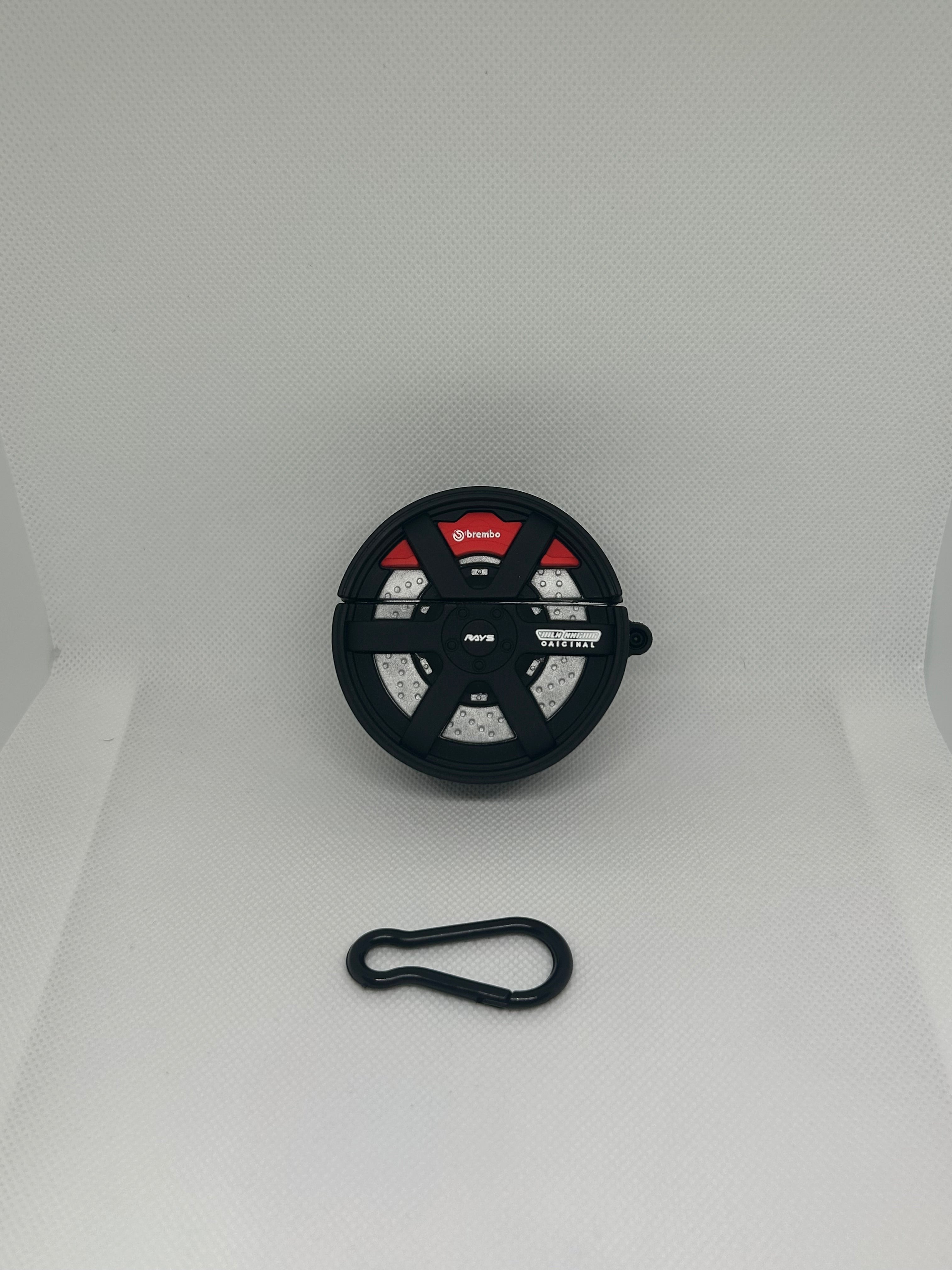 Husă AirPods cu design Car Wheel + breloc