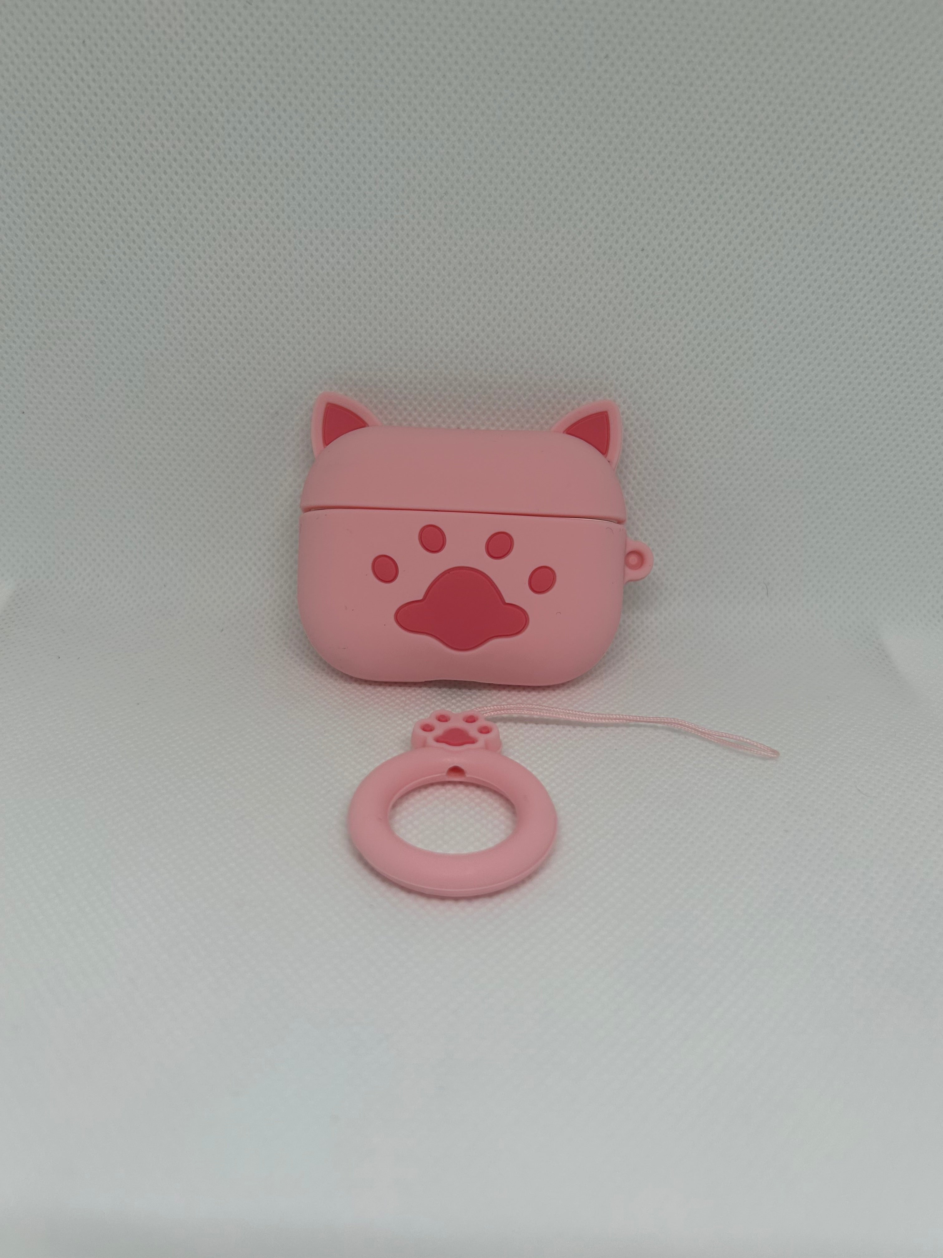 Husă AirPods cu design Cat's paw + breloc