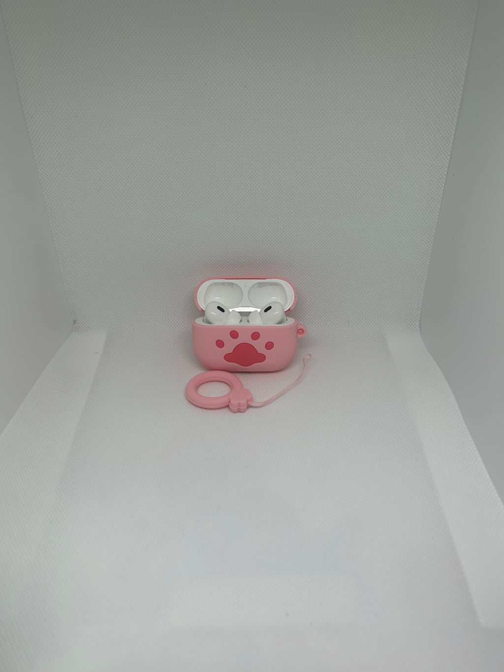 Husă AirPods cu design Cat's paw + breloc